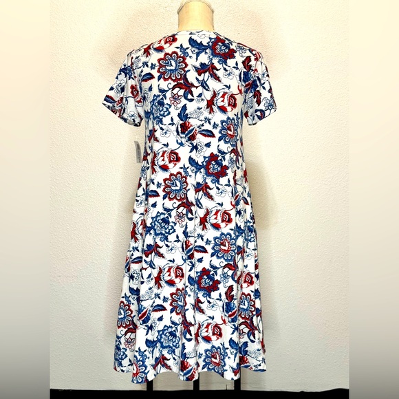 NWT LulaRoe Jessie Red White and Blue Paisley Dress Womens XS Short Sleeve - Picture 4 of 8
